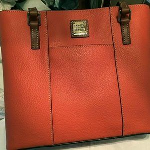 Dooney Bourke Lexington Pebbled Leather Shopper Tote Bag Persimmon Orange
